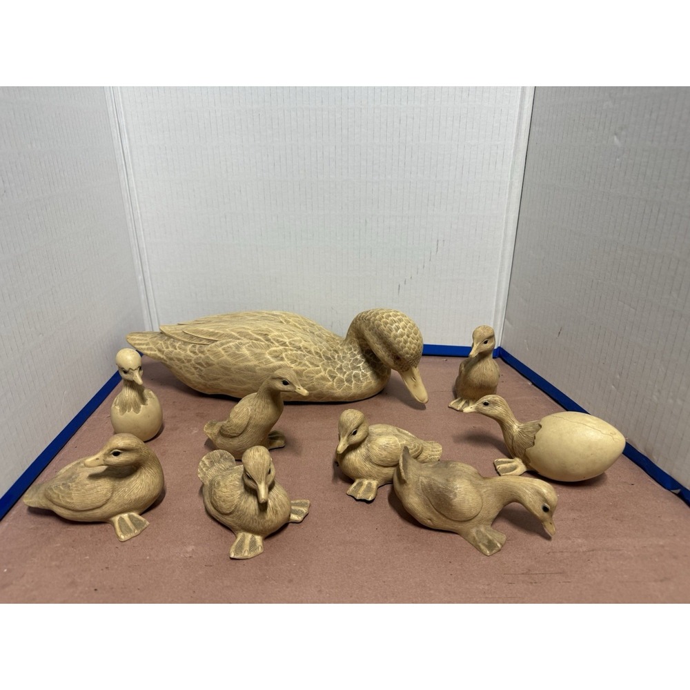 Vintage 1984 Vincent Giannetto III VJ3 Duck Family Set 9pc Farm Pond Puddlers
